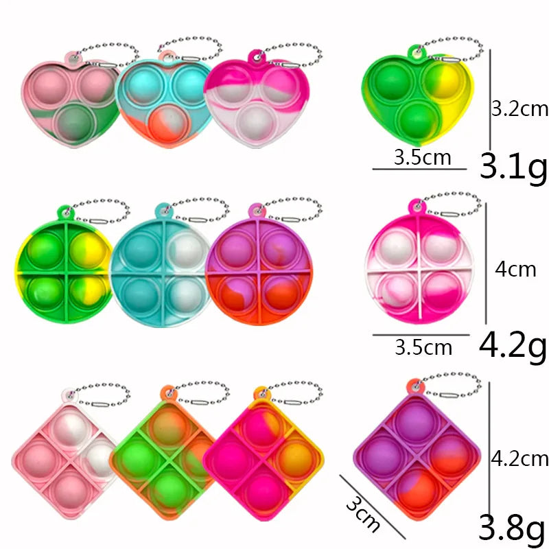 Mini porte-clés Pop, 20 pièces, jouets sensoriels pour tout-petits, en vrac, pour prix en classe, cadeaux de fête d'anniversaire pour enfants, sac de cadeaux