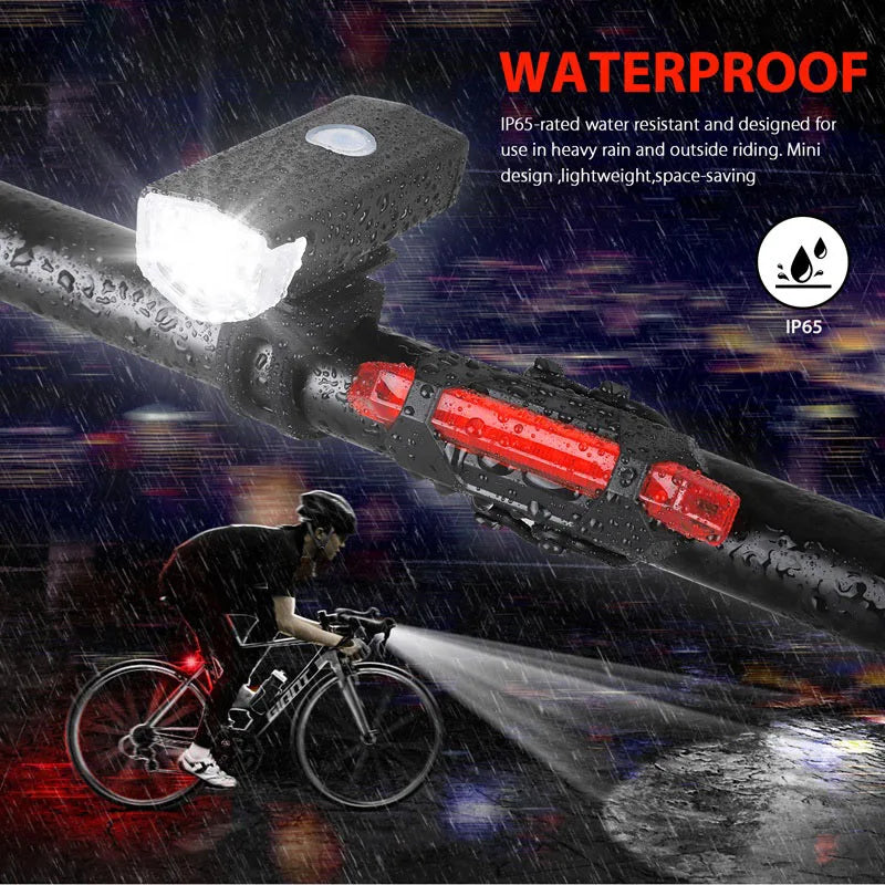 Juego de luces para bicicleta, luz delantera con luz trasera, recargable por USB, fácil de instalar, 3 modos, accesorios para bicicleta de carretera y MTB