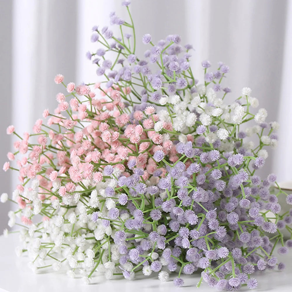 108 têtes 63 cm bébés souffle fleurs artificielles en plastique gypsophile bricolage Bouquets floraux pour la décoration de la maison de fête de mariage à la main