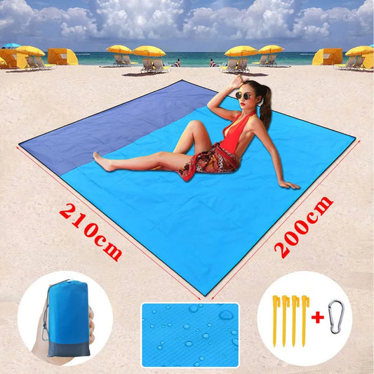 Estera de playa impermeable, manta libre de arena, tienda de campaña para acampar al aire libre, cubierta plegable, ropa de cama, Picnic de bolsillo, silla de Camping de 200x210cm