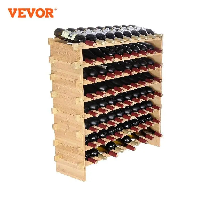 VEVOR-estante Modular apilable para vino, estante de almacenamiento de vino de pie, soporte de bambú para vino, estantes de exhibición para bodega, 48/72