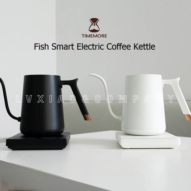 TIMEMORE Fish-cafetera eléctrica inteligente, hervidor de agua con cuello de cisne, 600-800ml, 220V, olla con Control de temperatura de calor Flash para Cocina