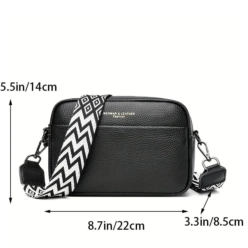 Bolso de cuero genuino para mujer, bolso cruzado para viajes diarios, bolso bandolera con cremallera con múltiples compartimentos