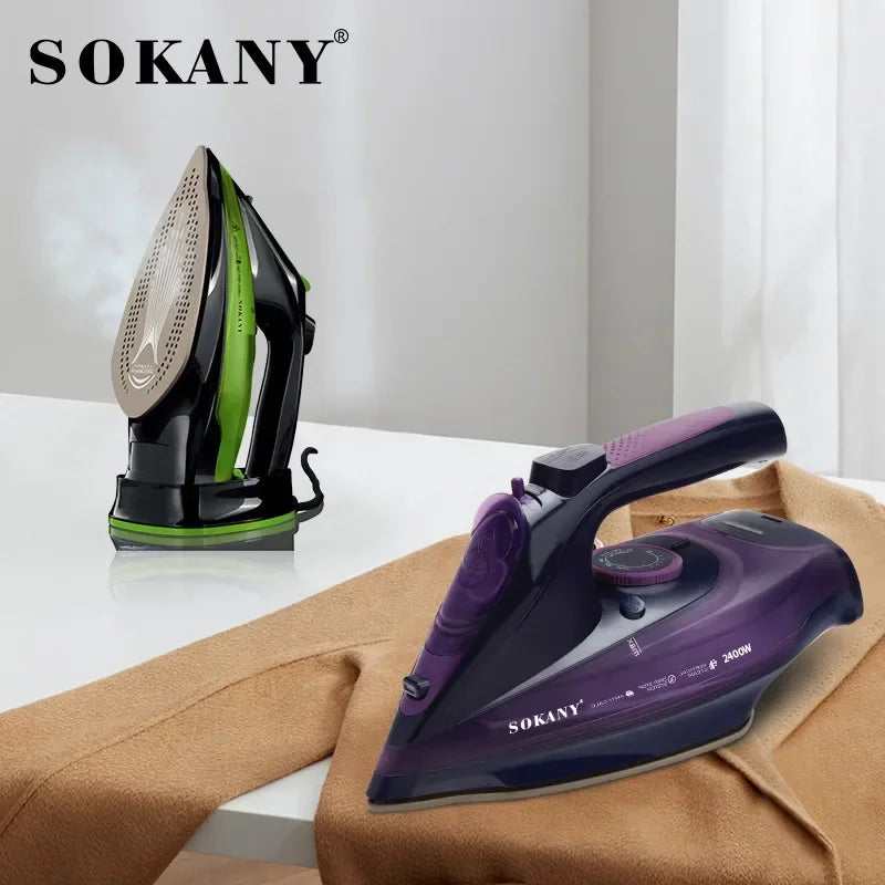 cordless Steam Iron Handheld 5-speed Adjustable Ironing Machine Portable Ceramic Bottom Plate 2400W Fabric Steamer Self-Cleaning