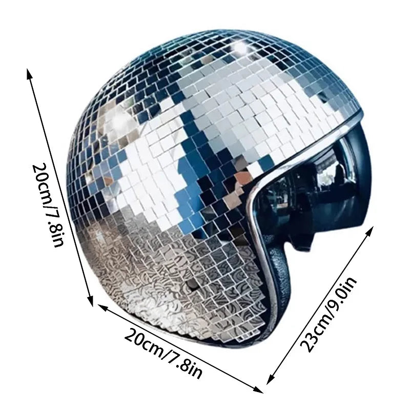 Casque de boule Disco miroir en verre à paillettes, décoration classique de fête, salle de Bar, Art rétro américain, ornements de chapeau brillant Disco