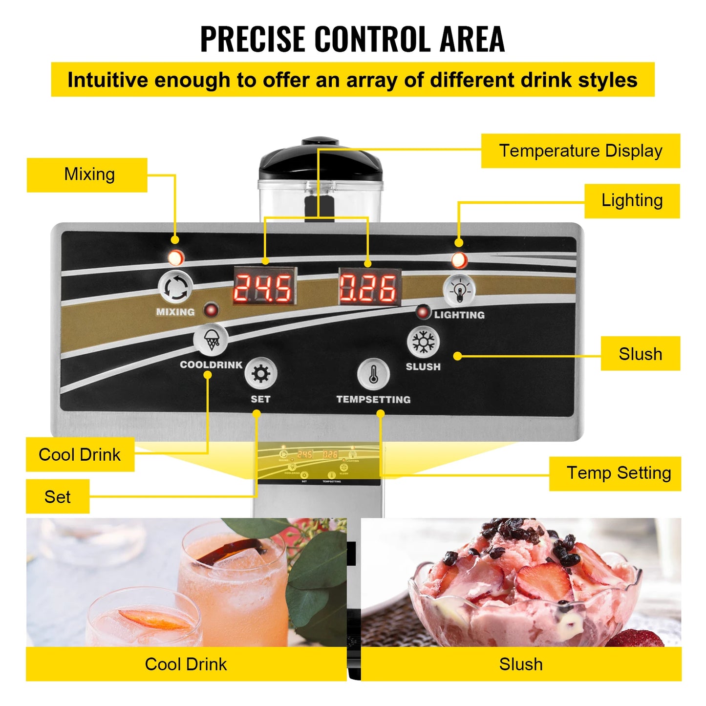 VEVOR 15L Singel Tank máquina de hielo aguanieve helado nieve batido bebida Granita fabricante de acero inoxidable para negocios comerciales