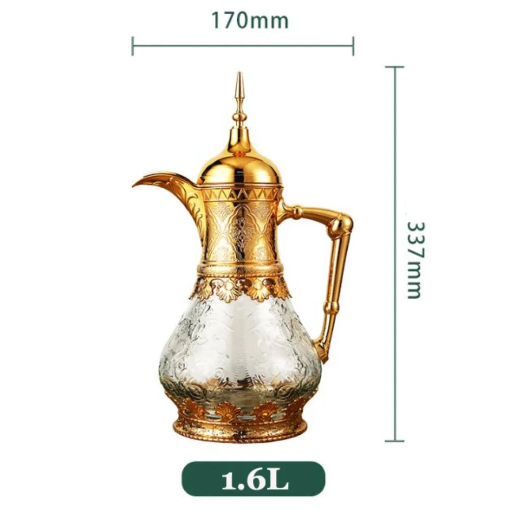 1.6L Arabic Style Coffee Pot Juice Tea Kettle Water Bottles Cold Brew Pots Kitchen Vintage Coffeeware Teaware for Family Reunion