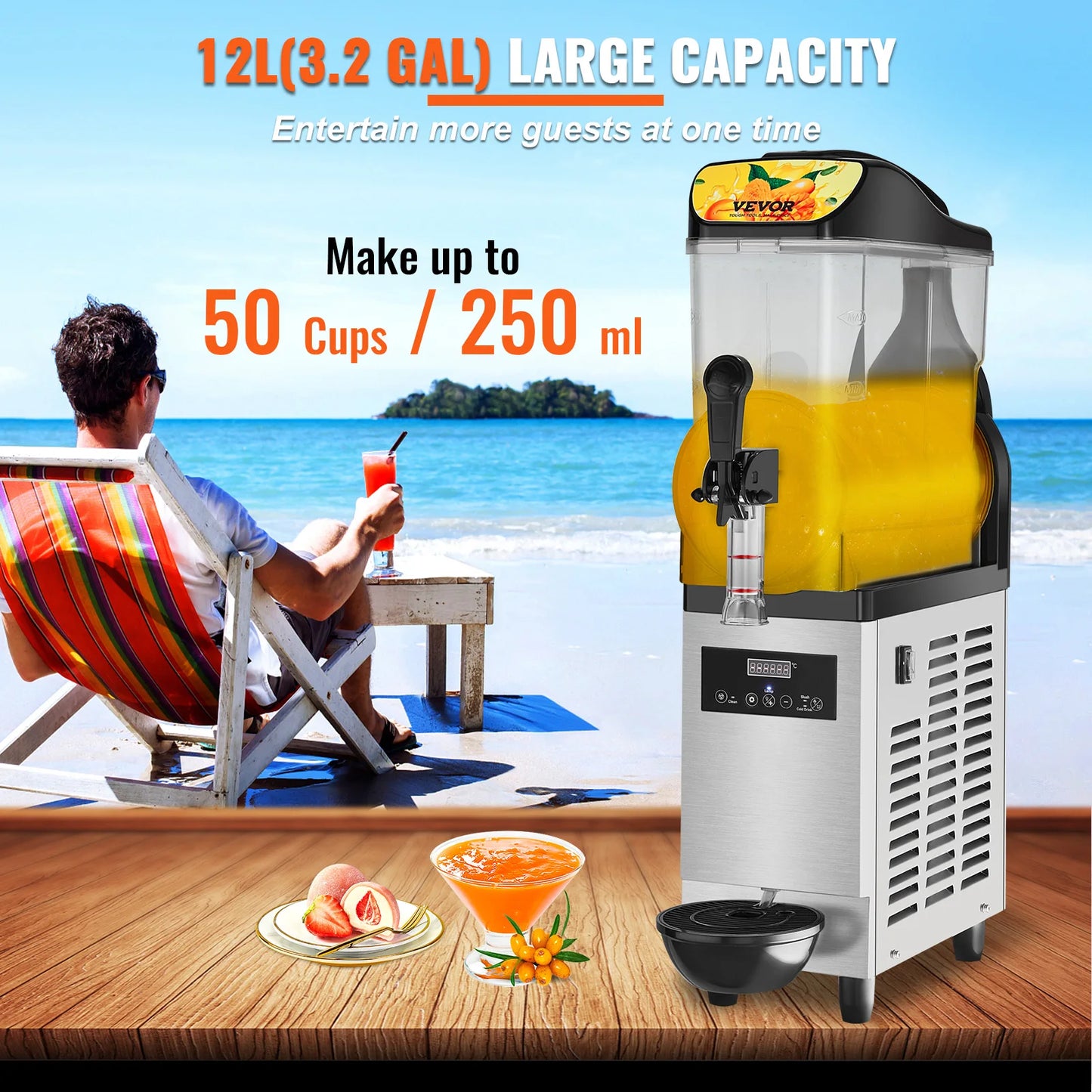 VEVOR 12L Commercial Slush Granita Machine Slushies maker Juicer Beverage Margarita Smoothie Frozen Drink Vending Machine