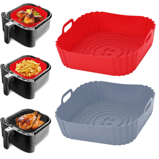 Accessoires réutilisables de revêtement de poêle de friteuse à air de 22cm, plateau de cuisson de four, panier en Silicone de friteuse à air de poulet frit de Pizza