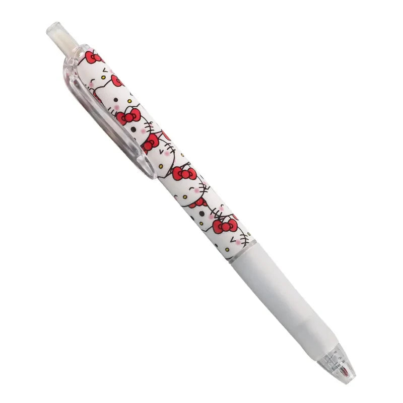 Stylo Gel Sanrio Hello Kitty, 6 pièces, dessin animé Kuromi ST, séchage rapide, noir, 0.5mm, appuyez sur le stylo à bille, papeterie d'apprentissage, cadeaux