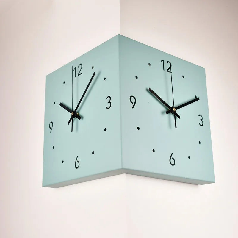 Reloj de pared de doble esquina, decoración del hogar, sala de estar, reloj de pared moderno y creativo, reloj de pared de esquina solar a la moda