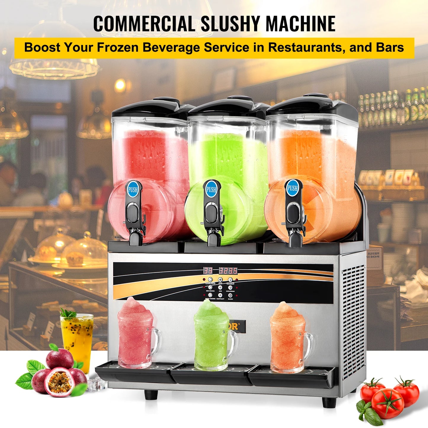 VEVOR – Machine à Slushy 45l, panneau de commande Intelligent, distributeur de boissons, presse-agrumes, granulation de boissons, fabricant de Smoothie pour Commercial