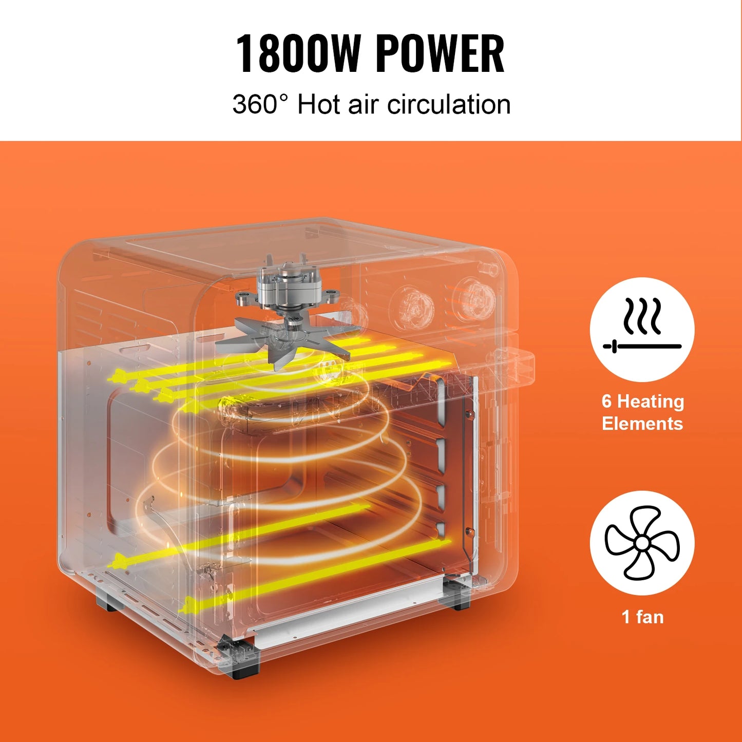 VEVOR – friteuse à Air 18l 1700W, four grille-pain en acier inoxydable, combiné de comptoir avec grill, usage domestique et Commercial