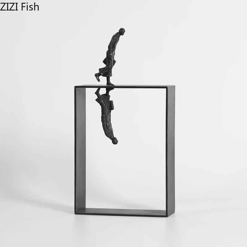 Adornos de personajes de Metal minimalistas, estatua de reflejo abstracto, figuritas de escritorio, decoración del hogar, artesanía, escultura en miniatura