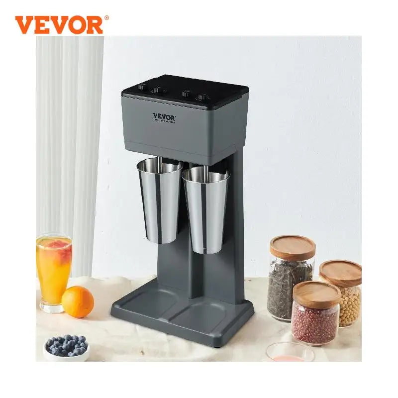 VEVOR-máquina mezcladora de batidos, licuadora de bebidas de acero inoxidable de doble cabezal, mezclador de batidos de 3 velocidades para hogar comercial