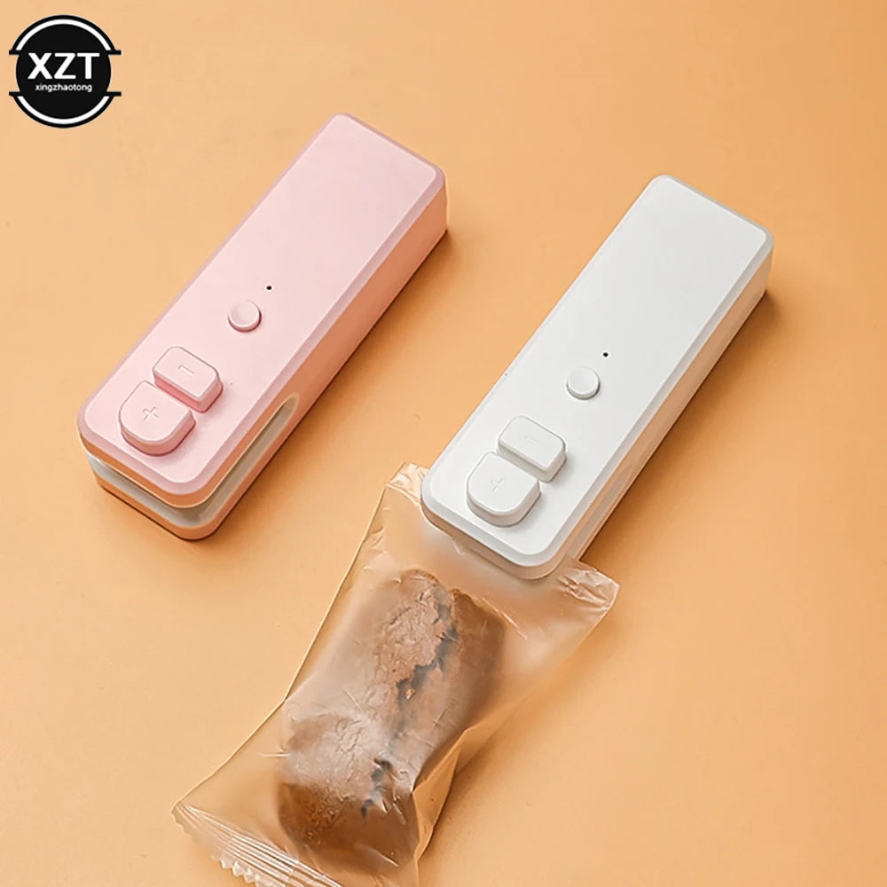 Portable 2in 1 USB Heat Sealer Handheld Sealing Vacuum Machine Charging Food Snack Plastic Storage Bag Sealer For Kitchen Home