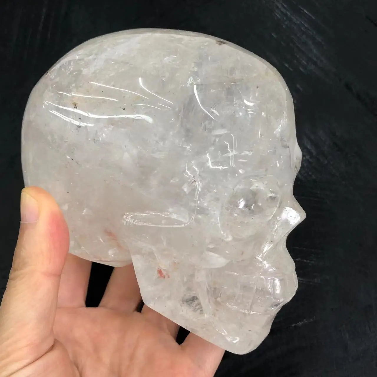 1.0-1.2kg Natural Stones Crystal Skull Statue clear Quartz Stone Carved Energy Ore Mineral Healing Crystals Figurine Home Decore