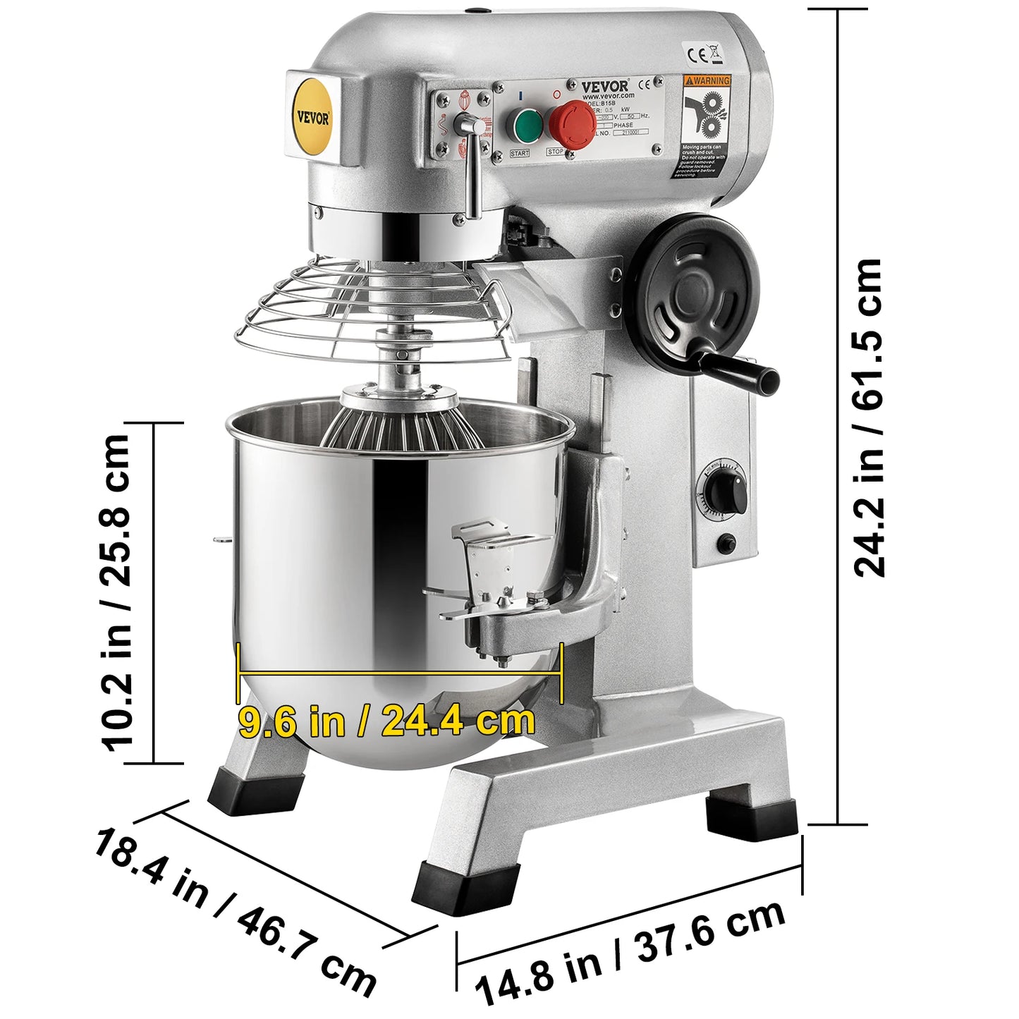 VEVOR-batidora de masa eléctrica comercial, mezclador de masa de 10/15/20/30Qt, 3 velocidades, 450/500/750/1100W, mezclador de acero inoxidable