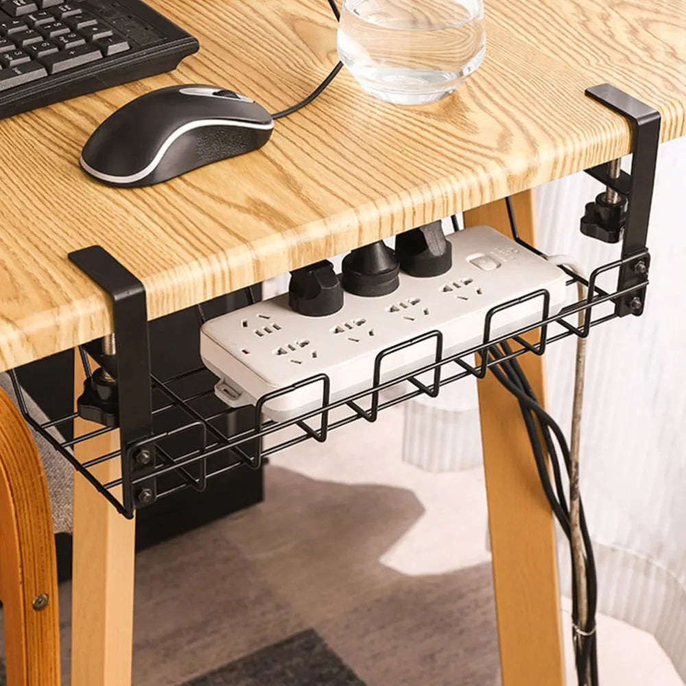 Support de rangement sous Table, plateau de gestion de câbles en métal, organisateur de fils de bureau à domicile, accessoires de rangement de cuisine sans poinçonnage