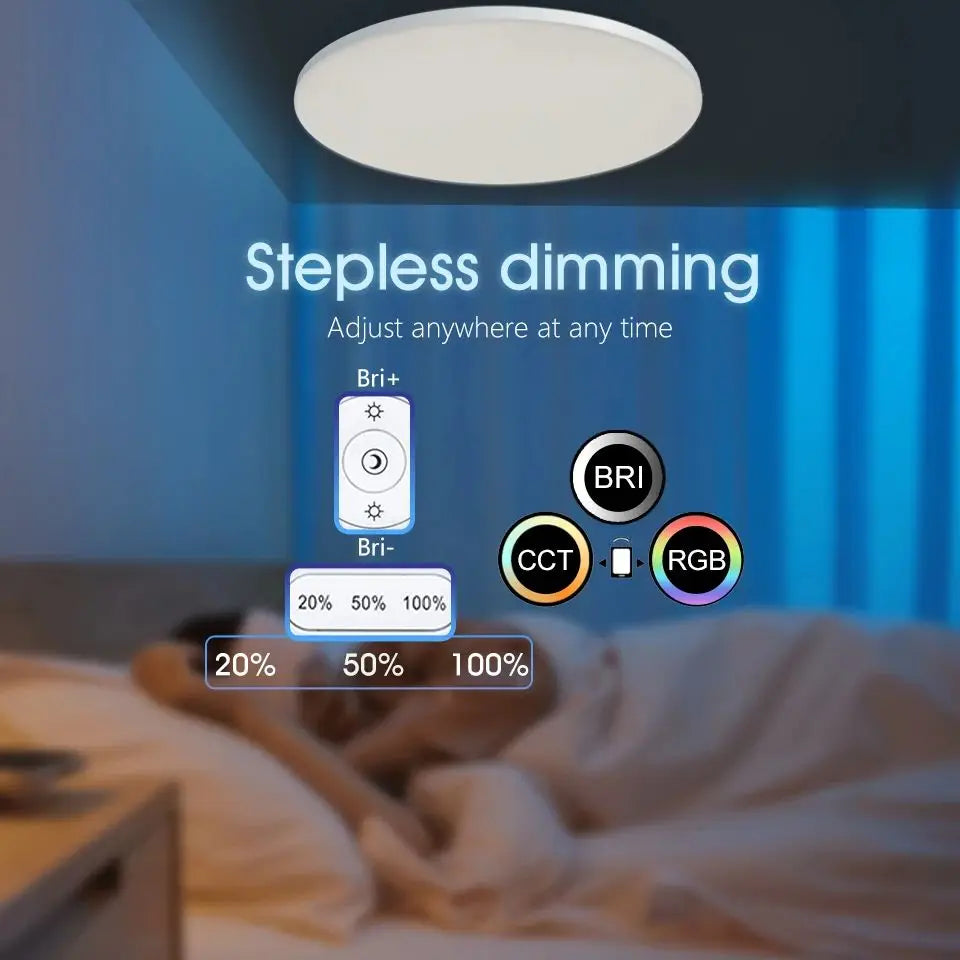 Lámpara de techo RGB inteligente moderna, luz LED de 220V, Control por aplicación remota, lámpara colgante de decoración para el hogar, dormitorio, sala de estar y cocina