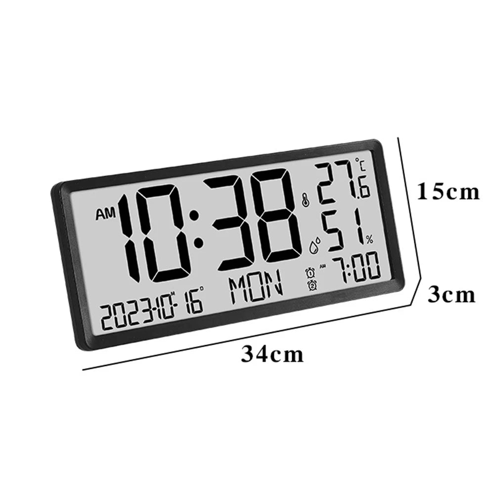 LED Alarm Clocks Large Digital Real-time Temperature Humidity Clocks Sitting And Hanging Dual Use Stylish Electronic Table Clock