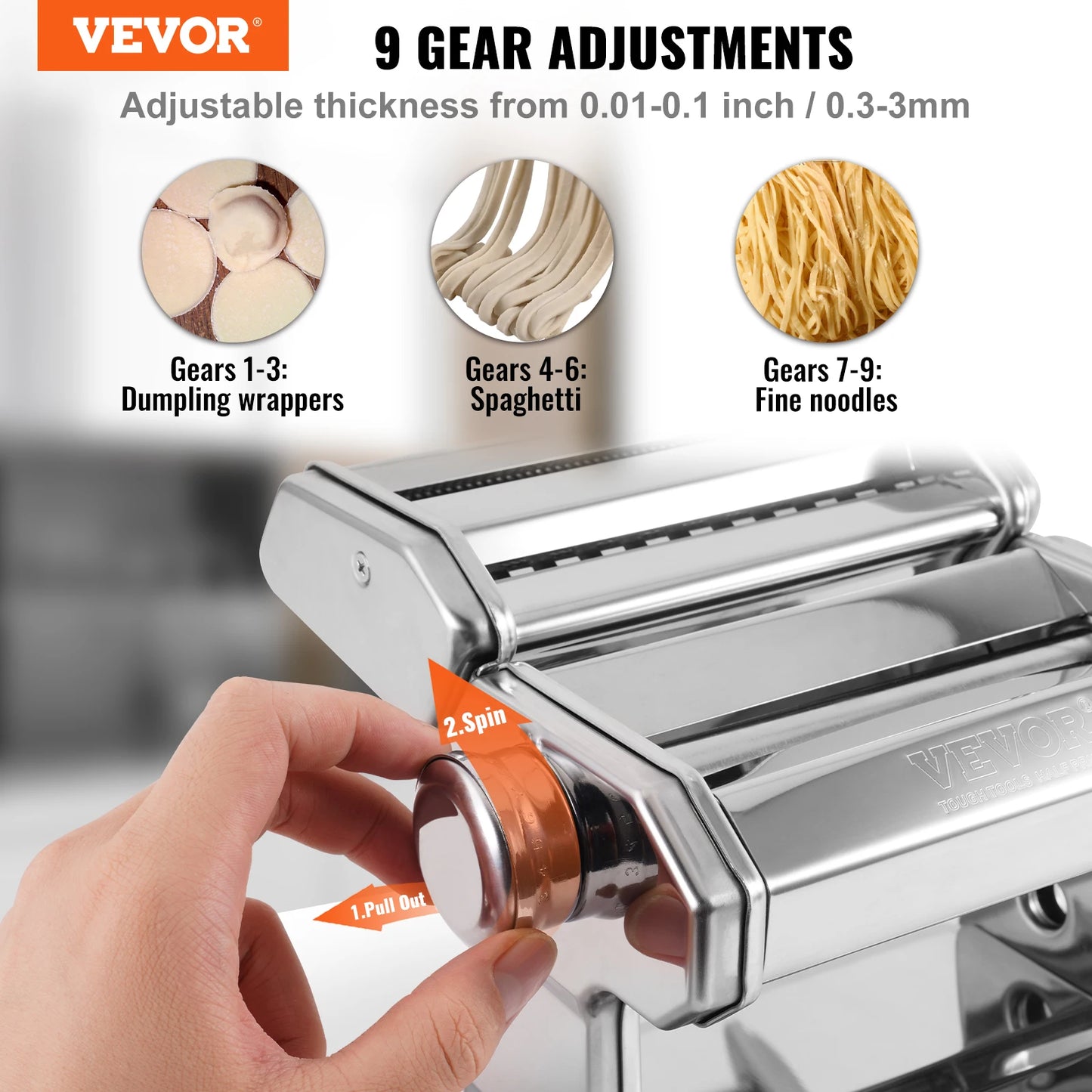 VEVOR-Juego de máquina para hacer Pasta Manual, rebanador de acero inoxidable, rodillos para Fideos frescos, cortador, electrodoméstico