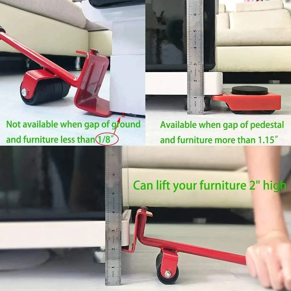 Ensemble de rouleaux de Transport mobiles pour meubles, ensemble d'outils mobiles de levage et de retrait, barre de roue, dispositif de déplacement d'objets lourds, outil à main 15 pièces