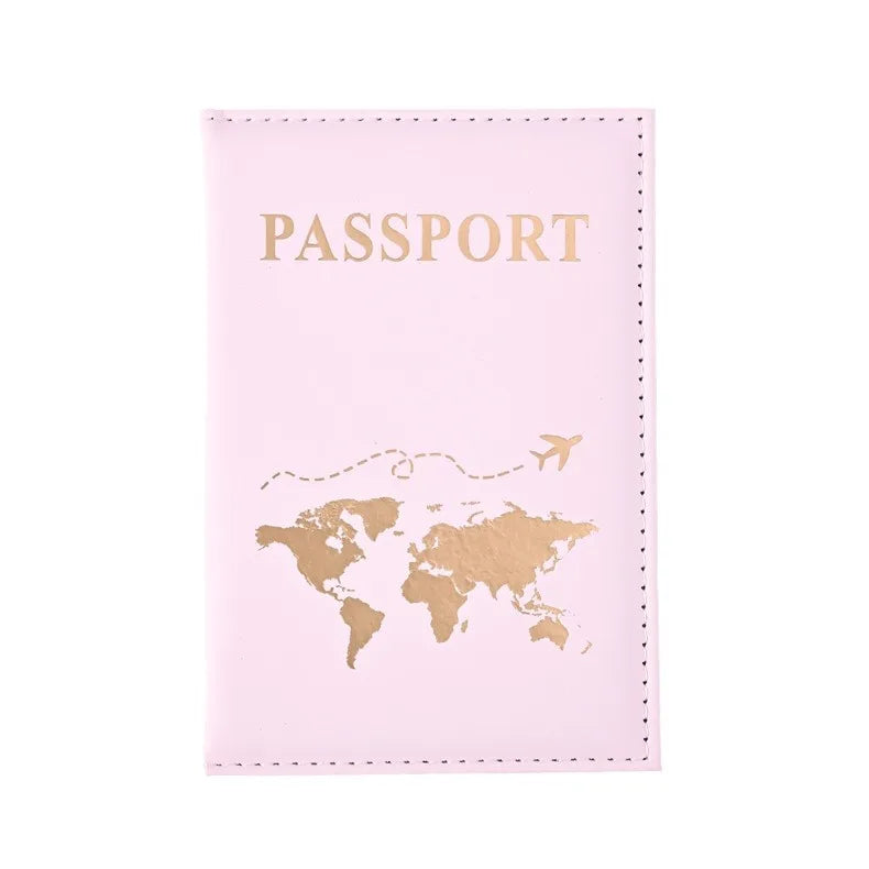 Porta pasaporte de PU con patrón de mapa, fundas para pasaporte, funda protectora para pasaporte de viaje, portatarjetas de identificación, accesorios de viaje