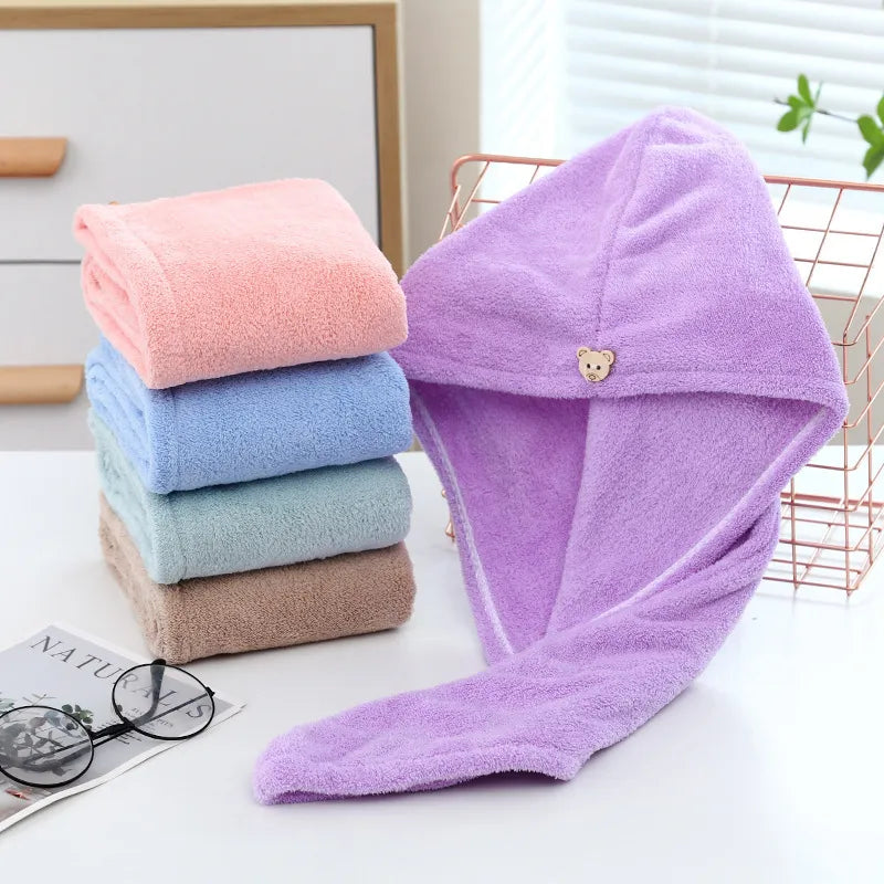 Femmes cheveux longs séchage rapide serviette de cheveux doux microfibre serviettes bonnet de douche serviette chapeaux de bain pour femmes cheveux secs dame Turban tête