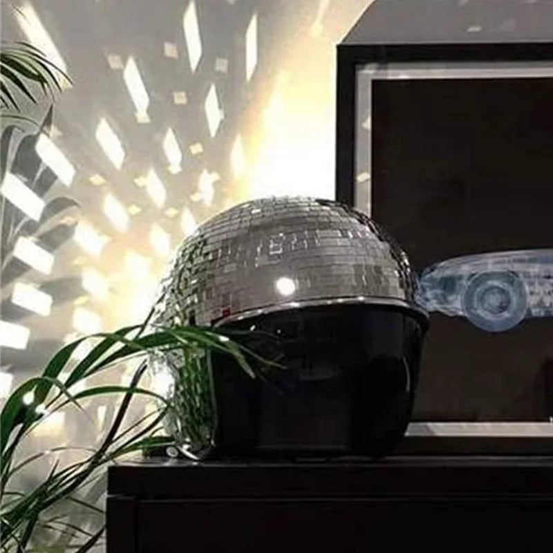 Casque de boule Disco miroir en verre à paillettes, décoration classique de fête, salle de Bar, Art rétro américain, ornements de chapeau brillant Disco