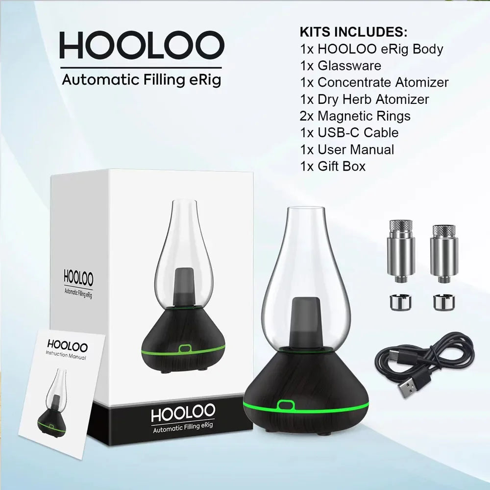 HOOLOO Remplissage automatique eRig avec haut-parleur Bluetooth 3-en-1 herbes sèches, cire et huile