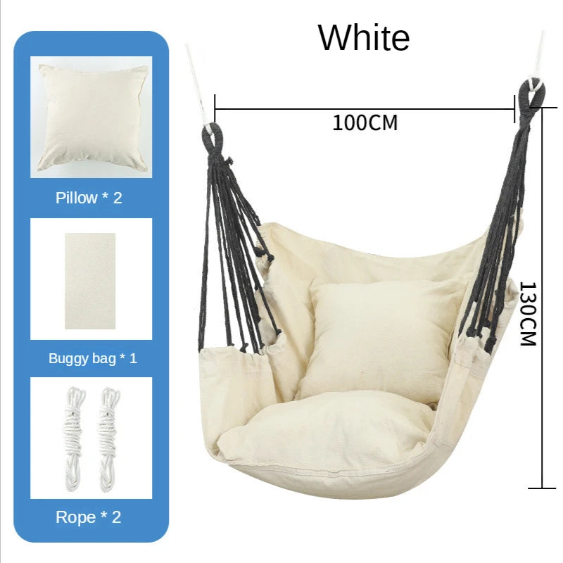 Columpio colgante de lona, ​​silla colgante para dormitorio de estudiantes universitarios, hamaca con almohada, columpio para acampar en interiores, silla de ocio para adultos