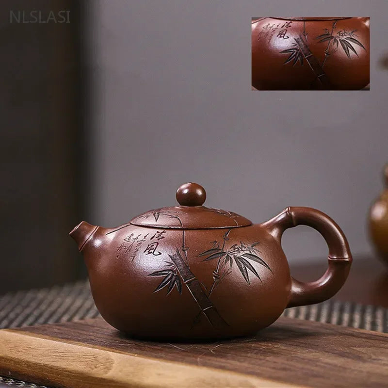 230ml Authentic Yixing Purple Clay Teapot Master Handmade Xishi Kettle Custom Beauty Tea Infuser Chinese Zisha Tea Accessories