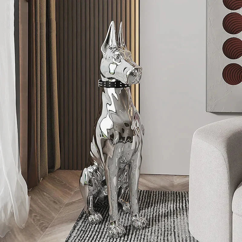 Decoración moderna para el suelo, galvanoplastia para porche de perro, mueble de TV junto a la sala de estar, adornos de alta calidad, estatua, accesorios para el hogar