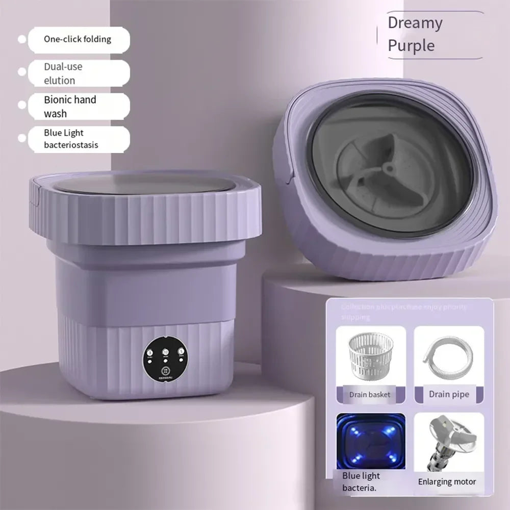 Machine à laver portative pliante de grande capacité de 6L 11L avec seau de sèche-linge pour vêtements voyage maison sous-vêtements chaussettes Mini laveuse