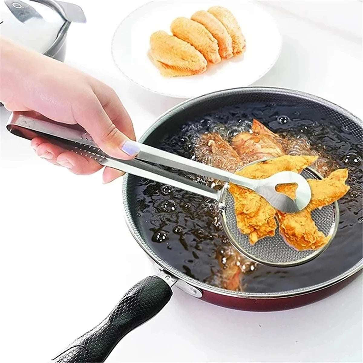 Clip de filtre pour aliments frits en acier inoxydable, choses utiles pour la cuisine, Gadgets, ustensiles de cuisine, ustensiles, fournitures d'articles