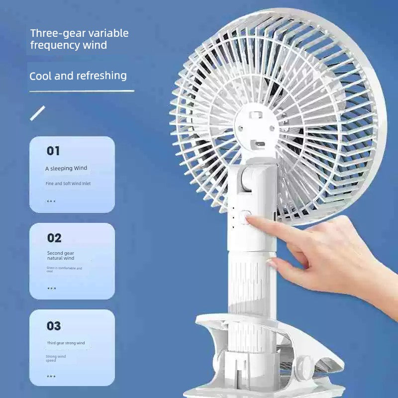 USB Rechargeable Small Fan Mute Wind-Driven Student Dormitory Clip Fan Desktop Office Desktop Fan Handheld