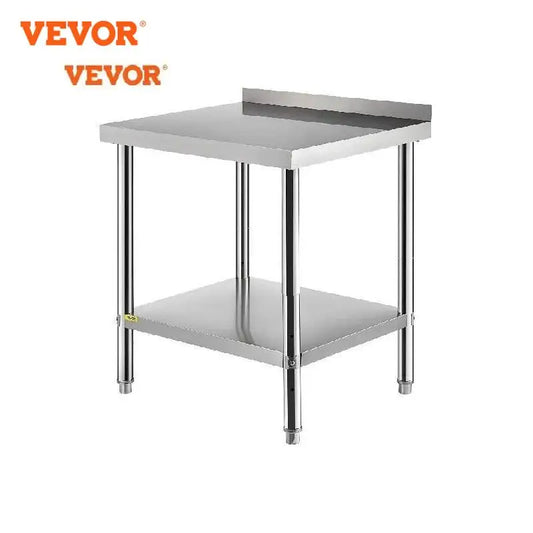 VEVOR Mesa de preparación de trabajo de acero inoxidable 30 x 24 x 35/ 36 x 24 x 35 pulgadas Capacidad de carga de 440 libras con protector contra salpicaduras y estante inferior