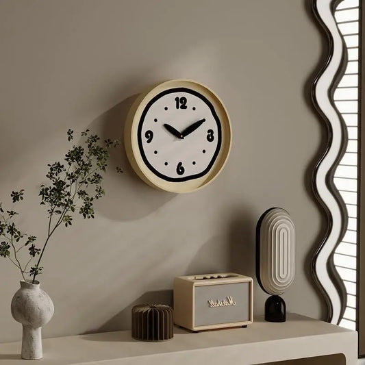 Cream INS Wall Clock Home Decor  Nordic Silent Fashion Simple Personality Contrast Color Clocks Decoration Korean Accessory