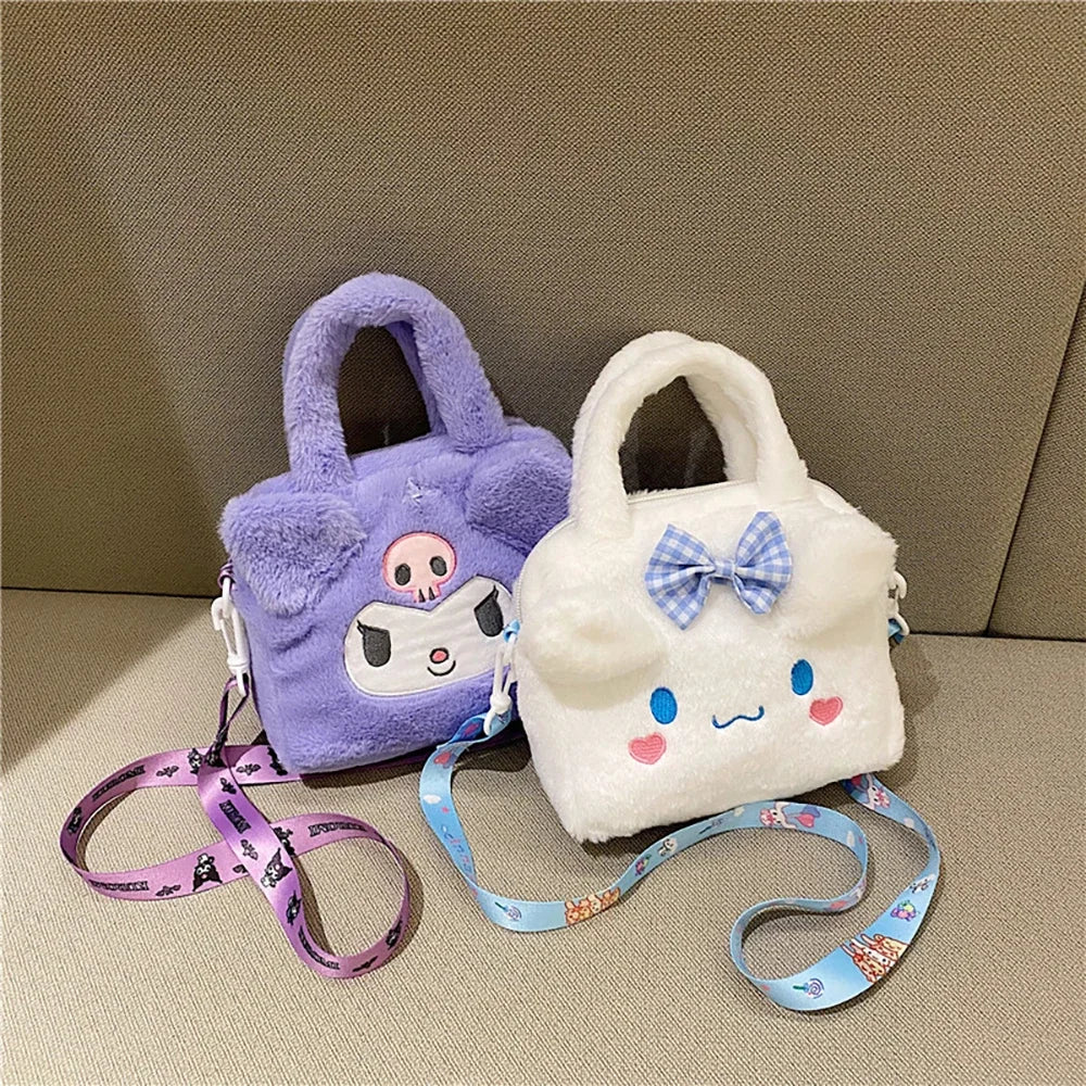 Sanrio sac en peluche Kawaii Kuromi cannelle mélodie dessin animé sac à main bandoulière cosmétique voyage sacs de rangement femmes filles cadeaux