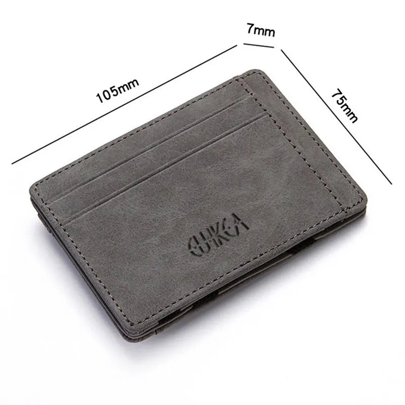 Mini tarjetero para hombre, billeteras con cremallera, bolsillo para monedas, billetera mágica delgada para hombre, funda para tarjeta de crédito de cuero PU de calidad, monederos pequeños para hombre