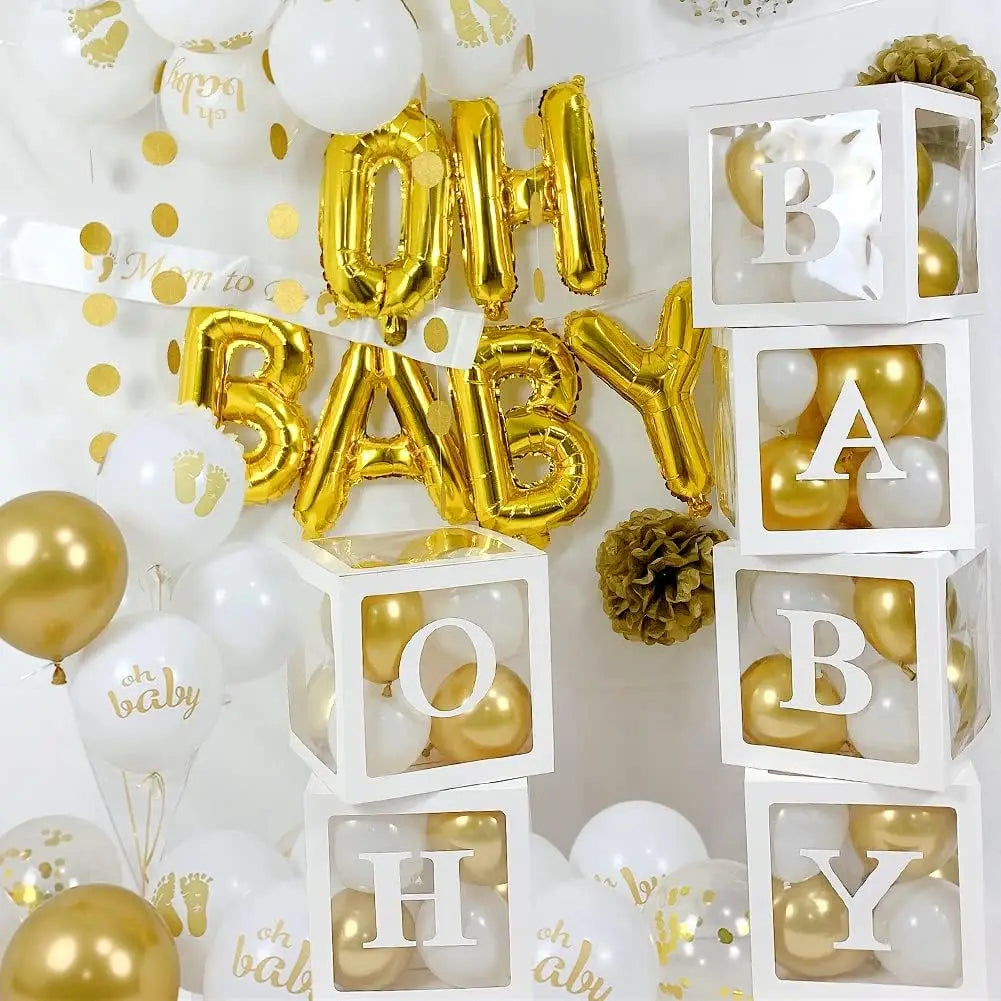 Transparent Letter Balloon Box Baby Shower Decorations Happy Birthday Wedding EID Decor 1st Birthday Party Supplies Balloon Box