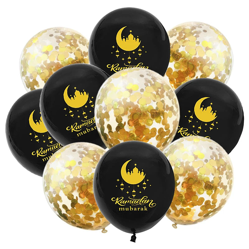 10Pcs Eid Mubarak Latex Balloon Ramadan Kareem Decoration Air Globos Ramadan Mubarak Muslim Islamic Festival Party Supplies 2024