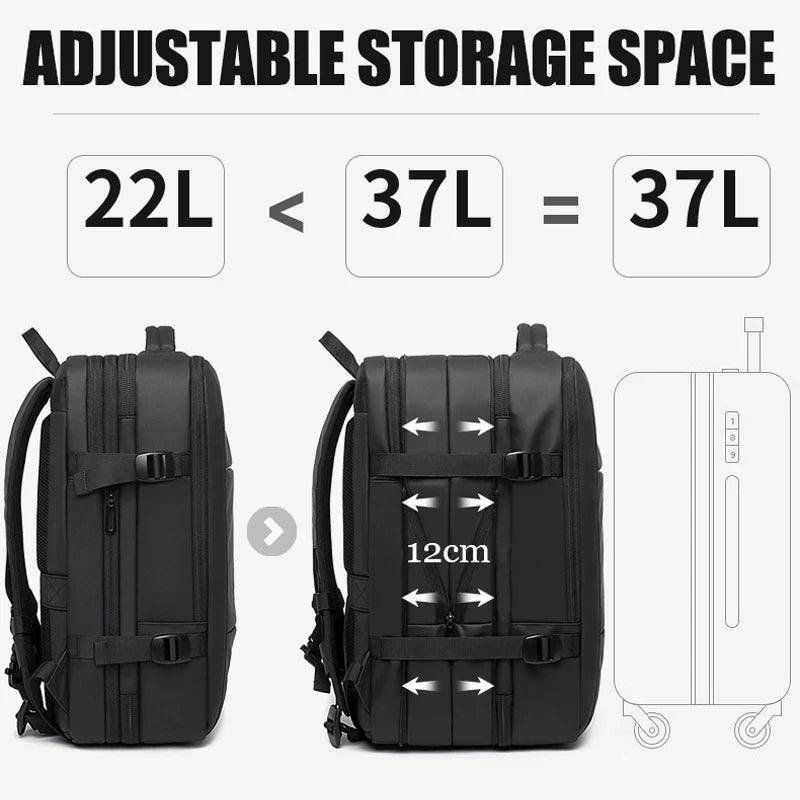 BANGE sac à dos de voyage hommes d'affaires sac à dos école extensible USB sac grande capacité 17.3 ordinateur portable étanche mode sac à dos