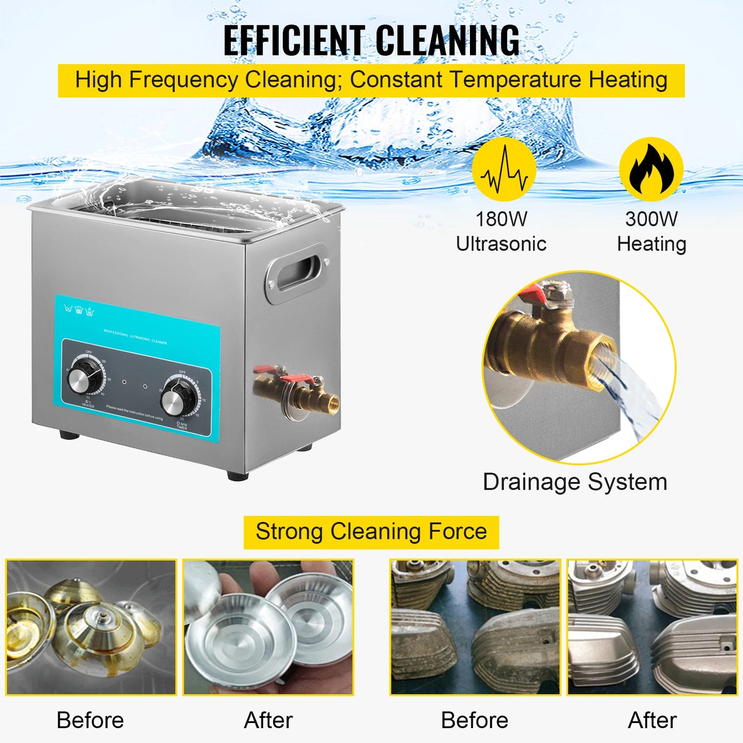 VEVOR 6L Electric Ultrasonic Cleaner Portable Washing Machine Lave-Dishes Ultrasound Home Appliance