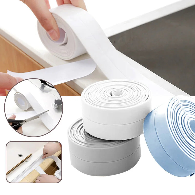 Tiras de cinta de sellado para baño y ducha, autoadhesivo de PVC, pegatina impermeable para pared para baño, cocina, tira de calafateo, fregadero, a prueba de moho