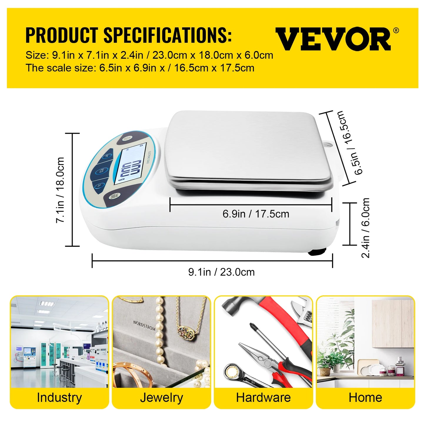 VEVOR Balance de cuisine 5000g x 0.01g Balance analytique de laboratoire avec écran LCD rétro-éclairé poids numérique Mini précision électronique de poche