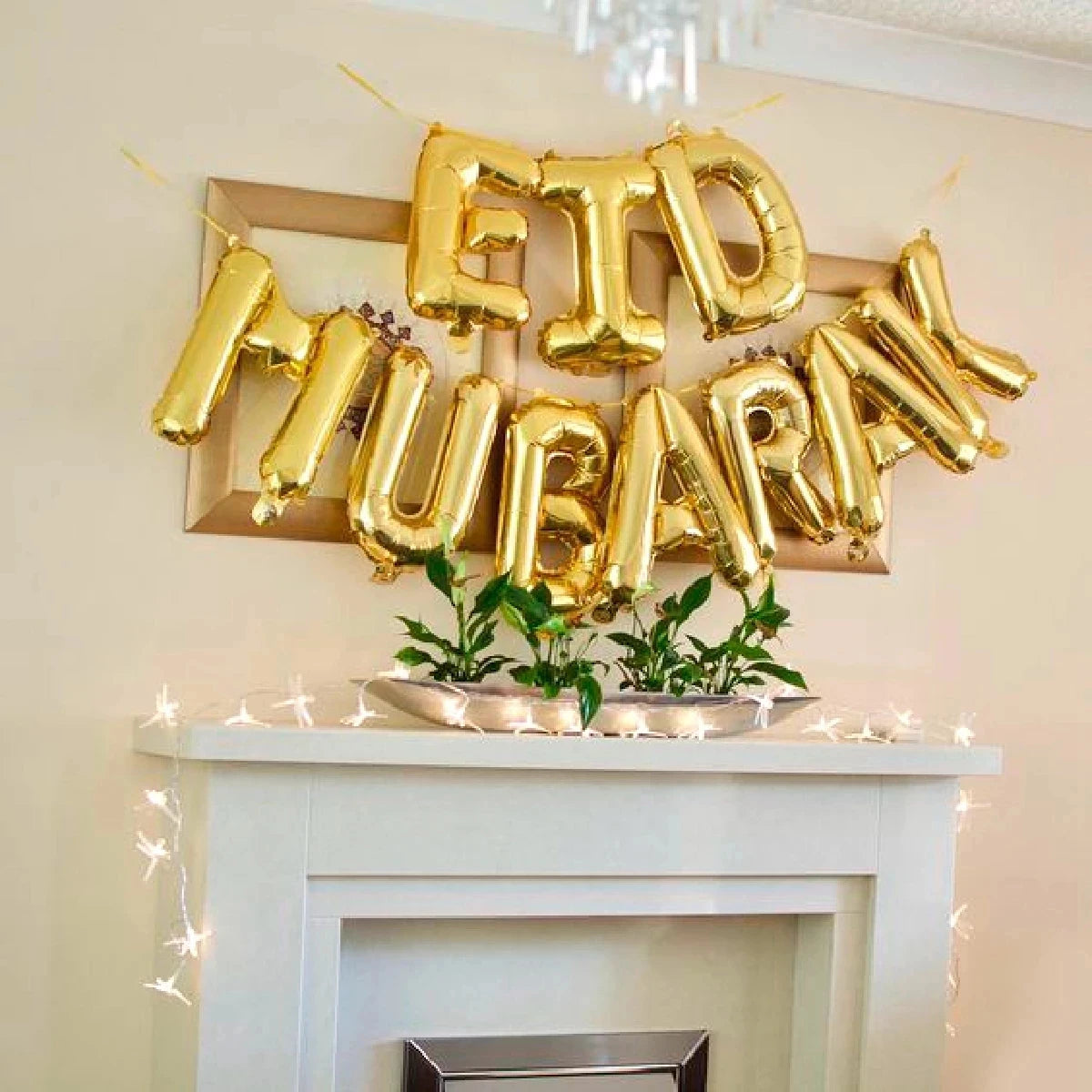 Platos de Eid Mubarak, pancarta con globos, vajilla, decoración de Ramadán, decoración de fiesta musulmana islámica de Ramadán Kareem, regalos de Eid Al Adha 2024