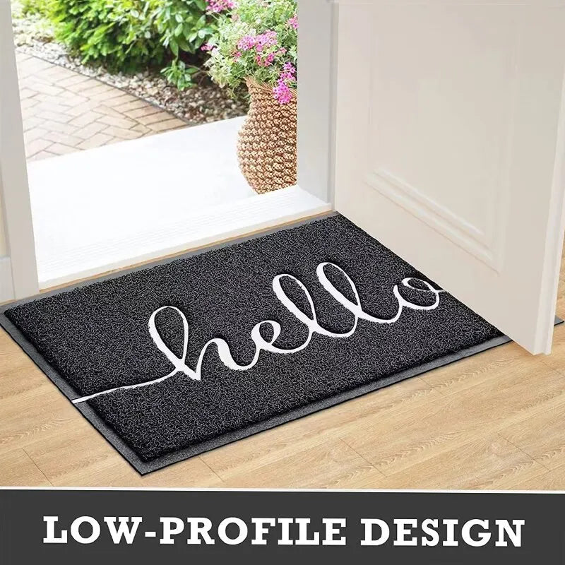 Alfombra nórdica para pies, alfombra con letras Hello, puerta de entrada, anillo de seda, alfombra antideslizante para el suelo, alfombra para puerta delantera, accesorios para el hogar y la cocina