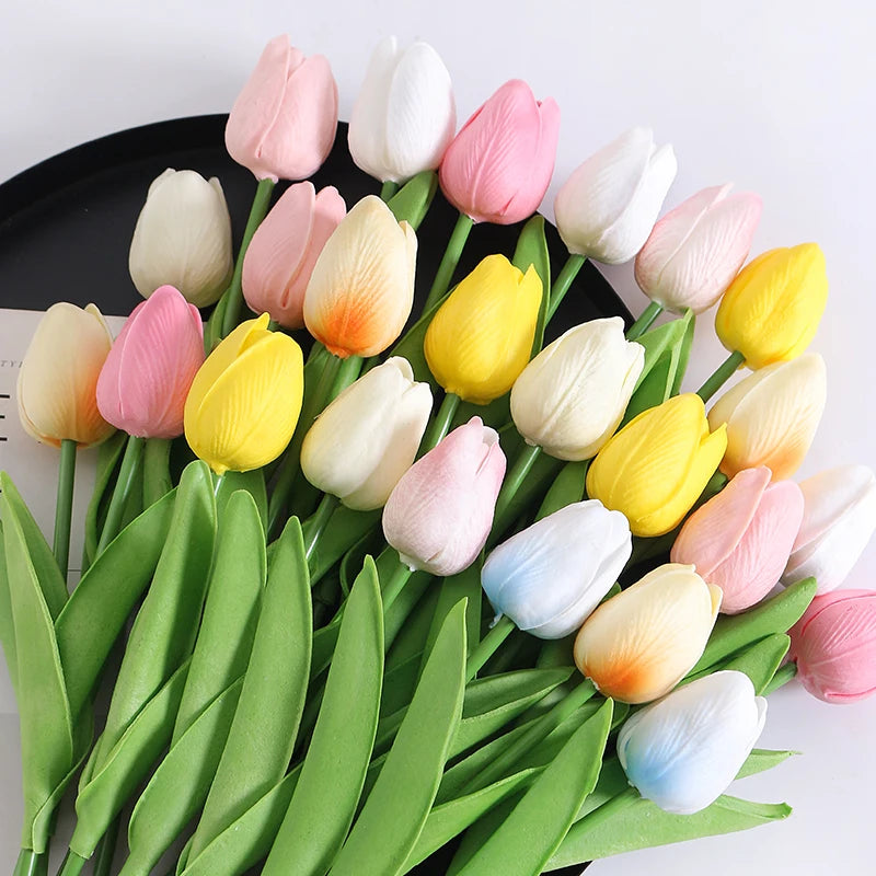 29cm Tulip Artificial Flowers Bouquet 10/5Pcs PE Foam Fake Flower for Wedding Ceremony Decoration Home Room Garden Bouquet Decor